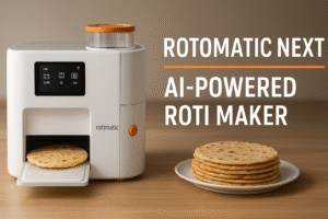 Rotimatic Next AI-powered roti maker with modern design, automatic one-touch cooking, and smart kitchen appliance for home use